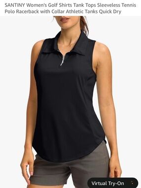 Santiny Women's NWT UPF 50+ Black Golf Shirt Size: Large #Lux-E